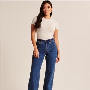 A + F Short-Sleeve Cotton-Blend Seamless Fabric Crew Bodysuit